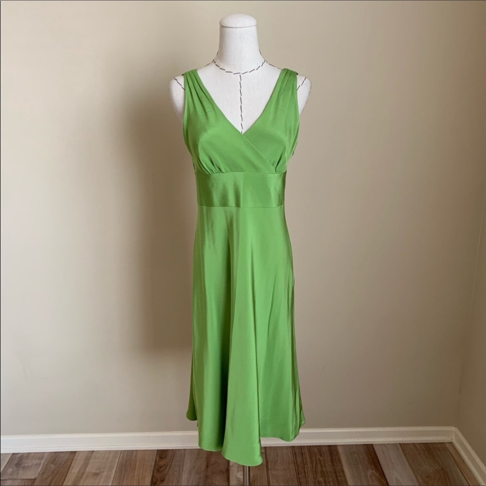 $120 NWT JCrew green Silk Tricotine Allegra Dress - Picture 2 of 7